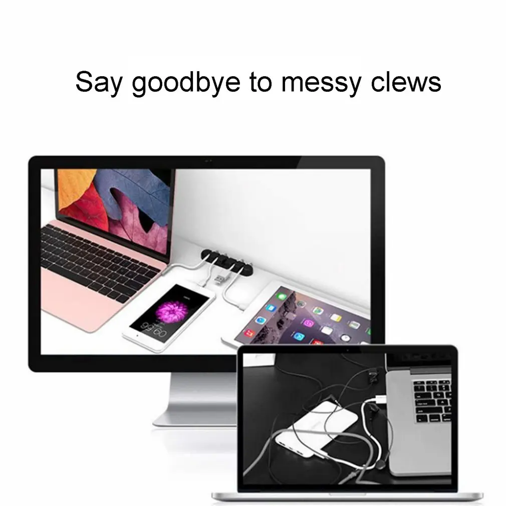 

Smart Cable Winder Flexible Silicone Cord Management Cable Holder Clips for USB Cable Mouse Headphone Earphone Network Cable