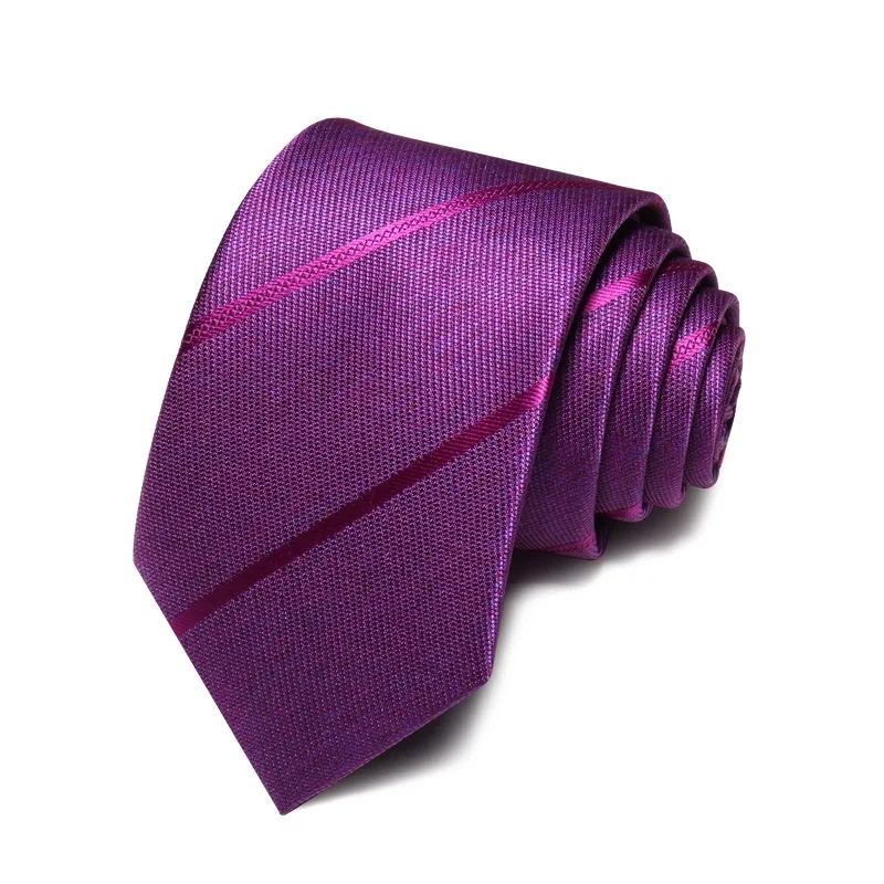 Новинка 2020 модный мужской галстук высокого качества 7 см в полоску фиолетовый