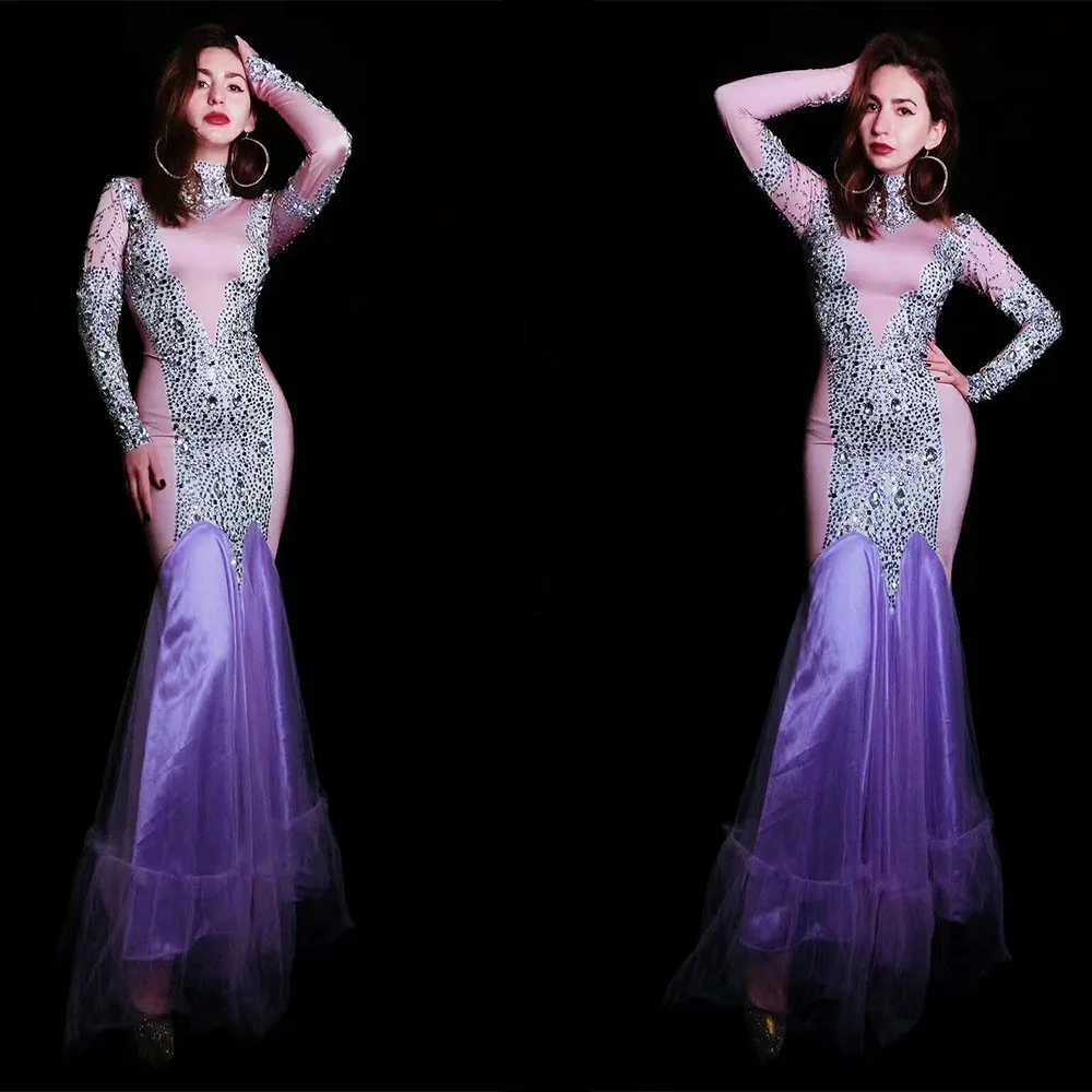 Женское Сексуальное Фиолетовое длинное платье для выпускного вечера вечерние