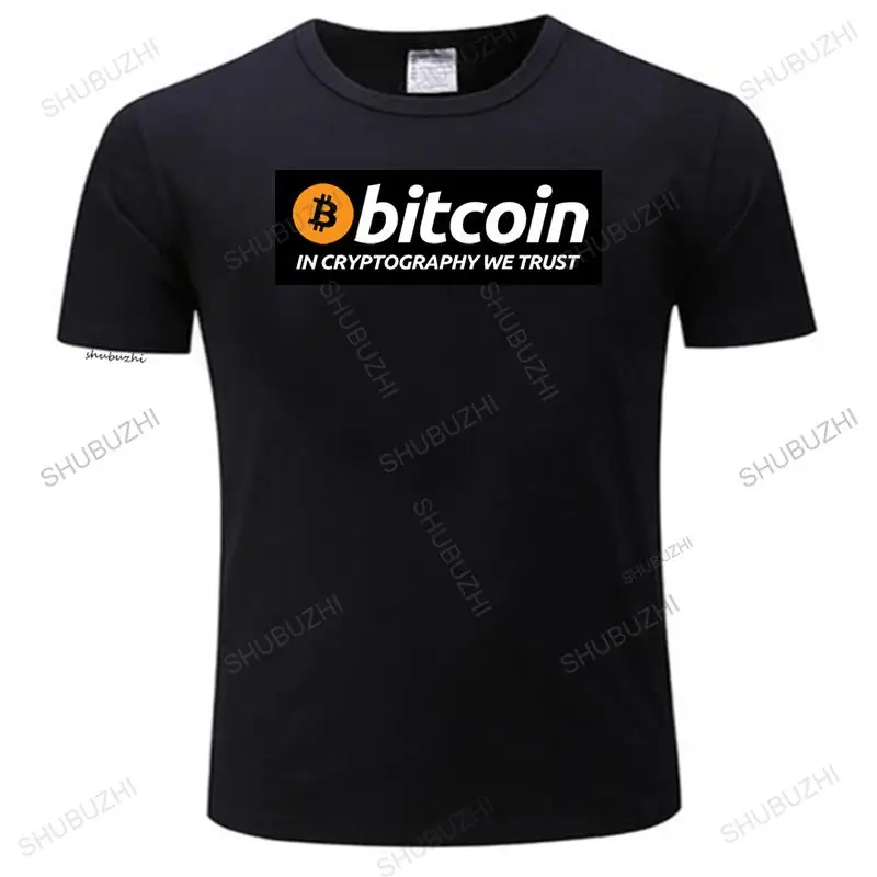 

T Shirts Bitcoin In Cryptography We Trust Men's O Neck Moon Short Sleeve Cryptocurrency T-Shirt Men Funky Tees Cotton Clothes