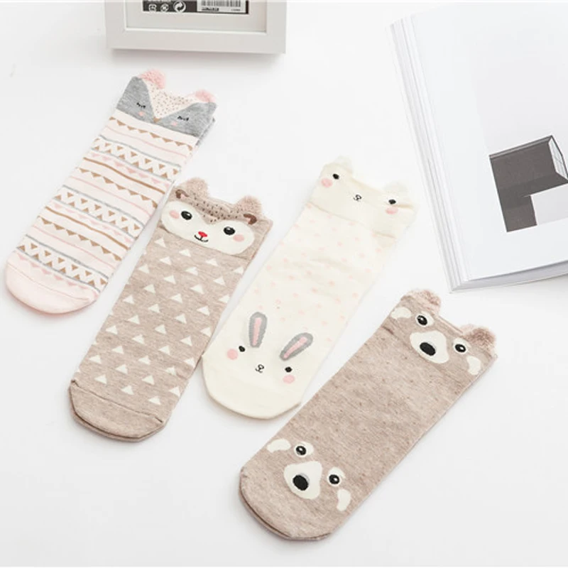 

Multi Style Lovely Cute Animal Cartton Socks Art for Women Ankle Short Socks Cotton Blends Funny Socks Print Casual Comfortable