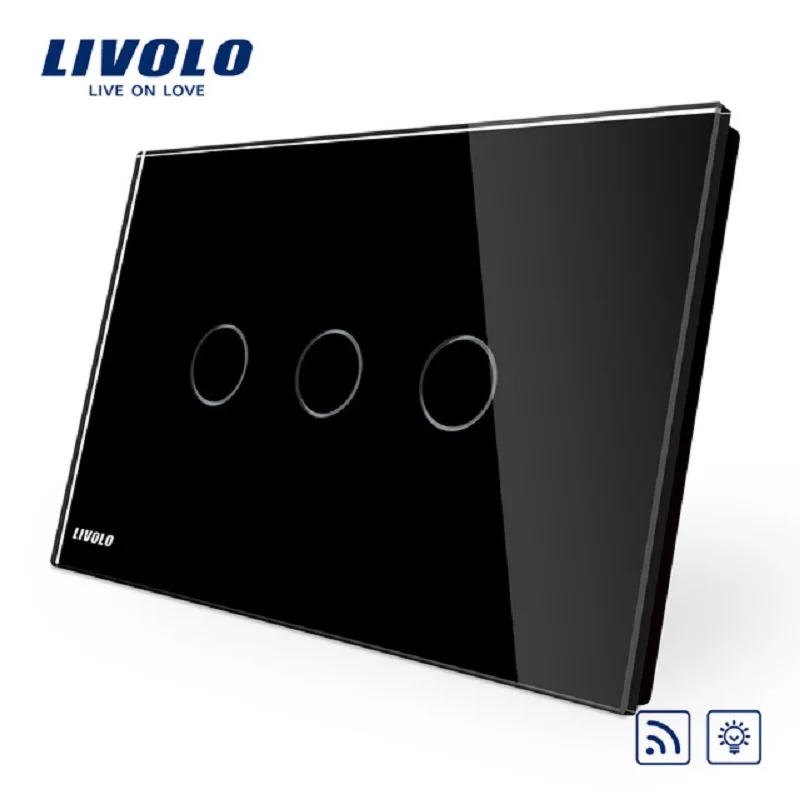 Переключатель Livolo VL-C903DR-11 стандарт США/Австралии стеклянная панель цвета