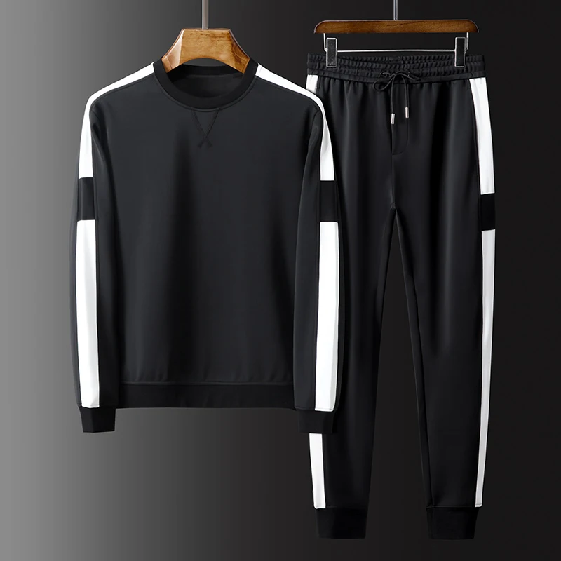 Minglu мужские комплекты (толстовки + штаны) роскошный круглый воротник