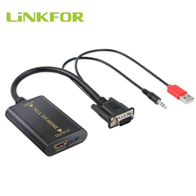 Адаптер LiNKFOR VGA HDMI совместимый преобразователь кабеля с поддержкой аудио для HDTV