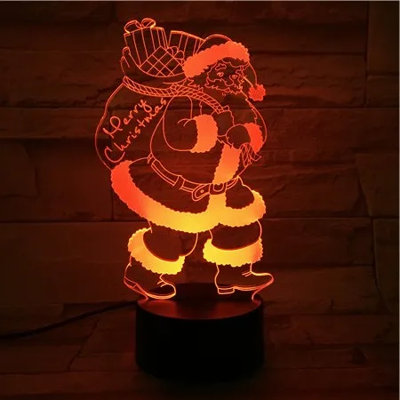 

Acrylic 3D Illusion Night Light LED Kids Room Lamp Desk Santa Claus Nightlight Color Changing Atmosphere Decoration Christmas G