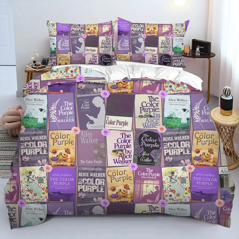 

The Color Purple Duvet Comforter Cover with Pillow Cover Bedding Set Single Double Twin Full Queen King Size for Bedroom Decor