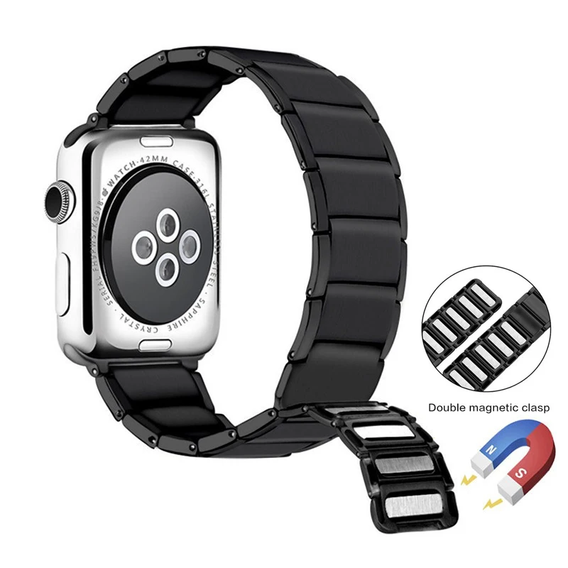 

Stainless Steel Watch Band Strap for Apple Watch Band 6 5 4 3 2 1 44mm 40mm 42mm 38mm Magnetic Loop Watchband Strap for iWatch