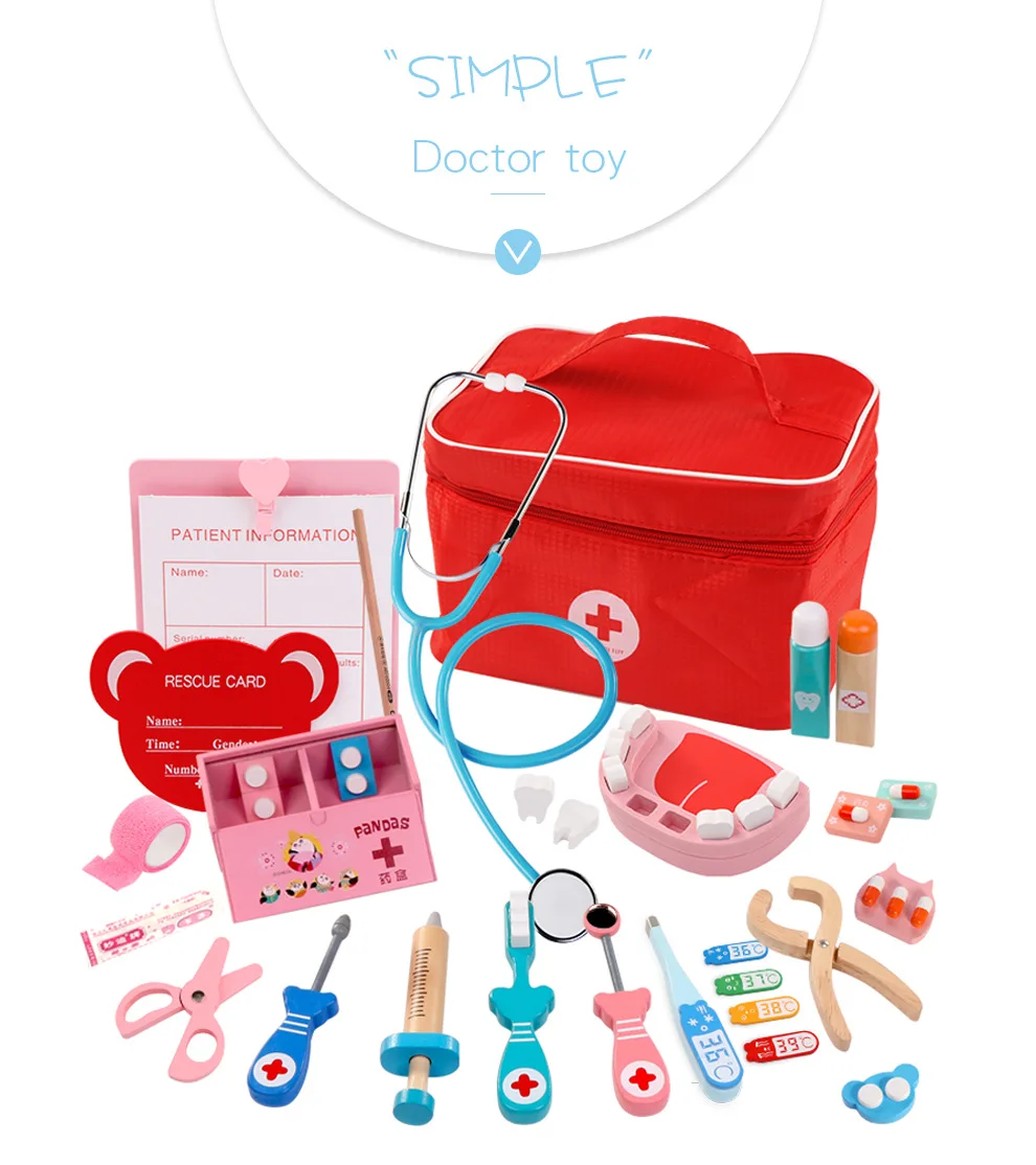Let's Make 1 комплект, детская деревянная модель моделирования, медицинская коробка для хранения, игрушка для инъекций доктора, детский набор иг... от AliExpress RU&CIS NEW