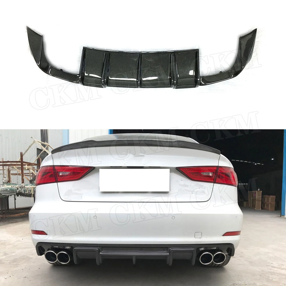Рассеиватель задних губ из углеродного волокна для Audi A3 Sline S3 Sedan 4 door Not Standard 2014 2016
