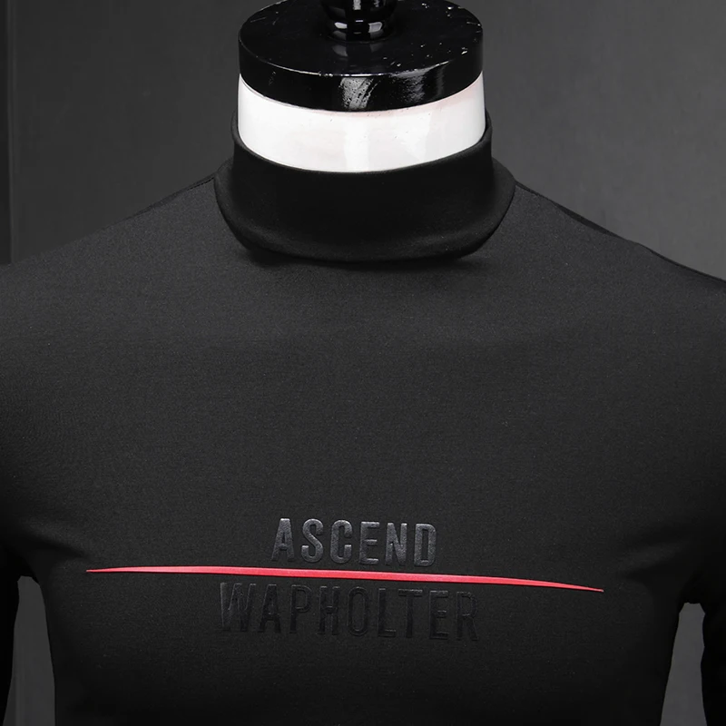 Мужская Водолазка с длинным рукавом черная Осенняя эластичная хлопковая