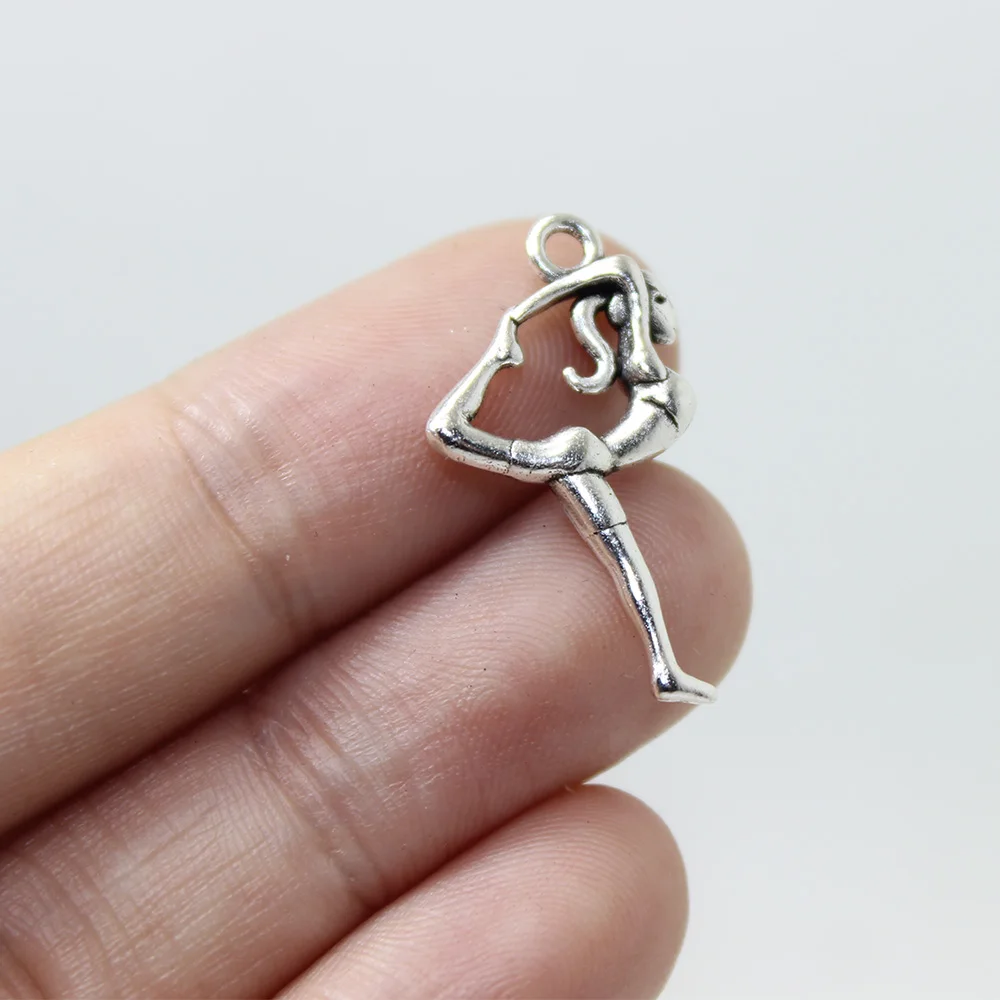 20 шт. Йога кулон античная серебряная танцевальная балерина девушки в стиле игры