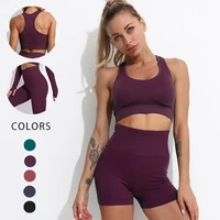 seamless women yoga set sportswear gym clothing fitness set woman sports suit high waist leggings yoga shorts suit solid 5 color