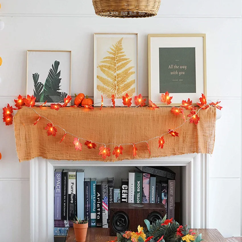 Ornament Halloween Thanksgiving Home Decoration Outdoor String Light LED Maple Leaf Christmas Tree Scene | Дом и сад