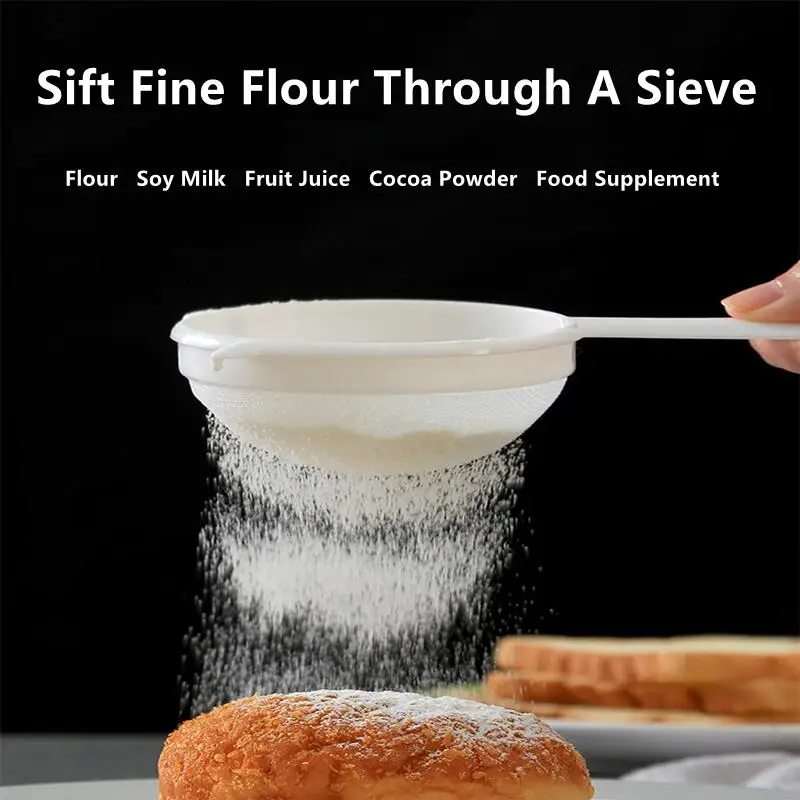 

Handheld Ultra-fine Flour Plastic Mesh Sieve Tea Soy Milk Whey Protein Filter Separator Household Drain Kitchen Food Tools