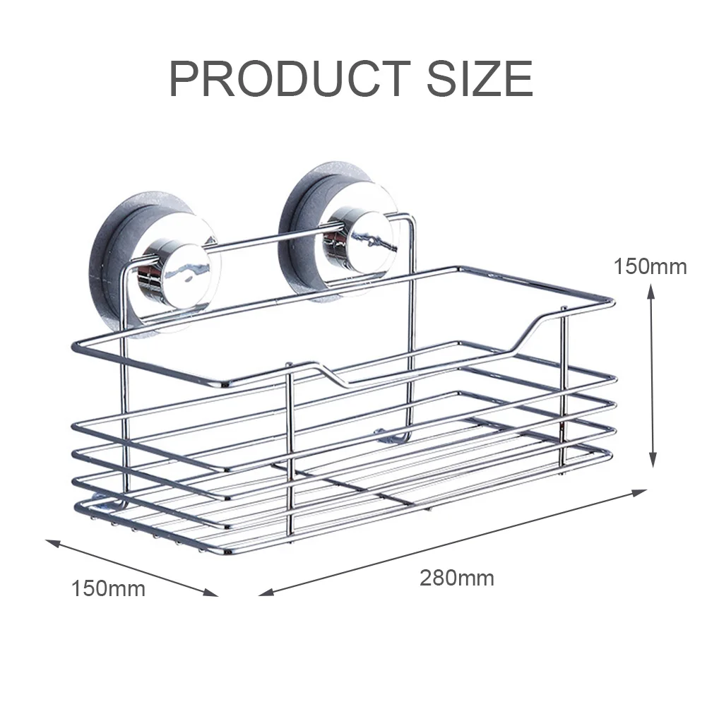 Настенная полка на присоске стеллаж из нержавеющей стали для ванной комнаты и