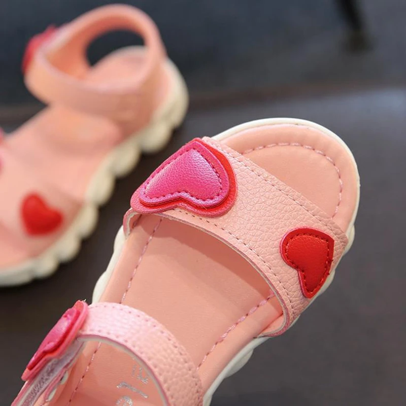 Детские сандалии с открытым носком для девочек повседневные босоножки розового