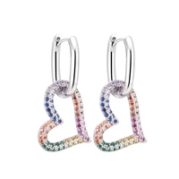 luxuriou cubic zirconia heart drop earrings for women gold lovely dangle earrings colorfully hoop cz earrings jewelry new 2021