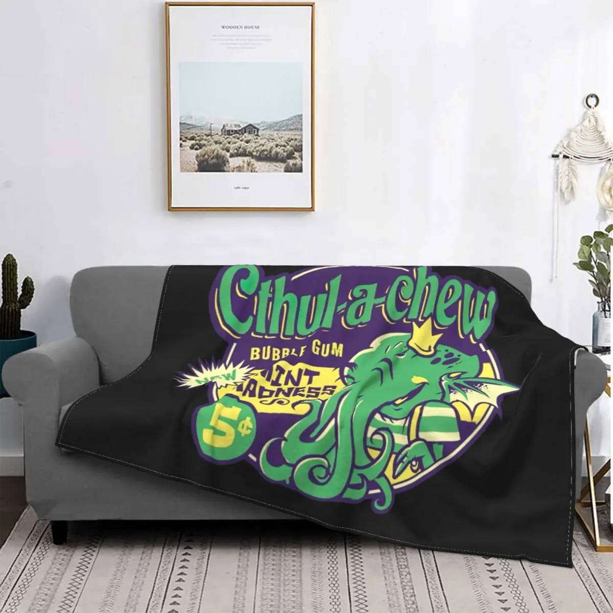 

Cute Cthulhu Lovecraft Knitted Blankets Call of Cthulhu Fleece Throw Blankets Airplane Travel Printed Ultra-Soft Warm Bedspreads