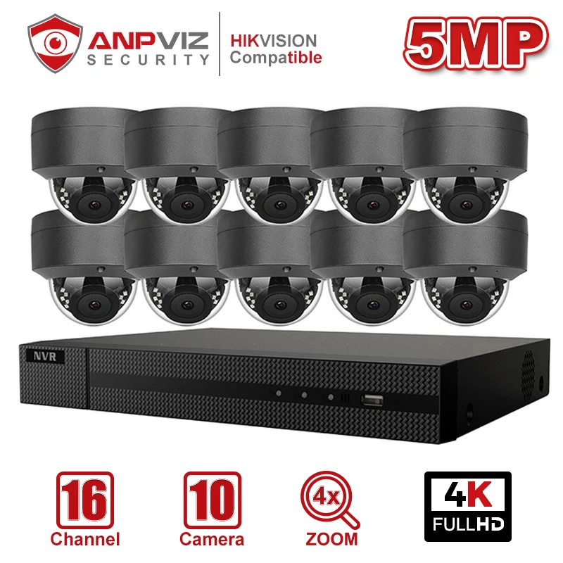 Anpviz 16CH 4K NVR 5MP купольная/4X оптическая POE IP камера комплект домашних/уличных систем