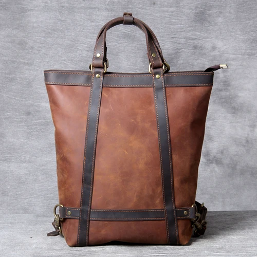 Dark Brown Бренд Crazy Horse кожаный рюкзак мужской индивидуальный ручной работы из натуральной кожи многофункциональный рюкзак классическая сумка для ноутбука - Цвет: Dark Brown