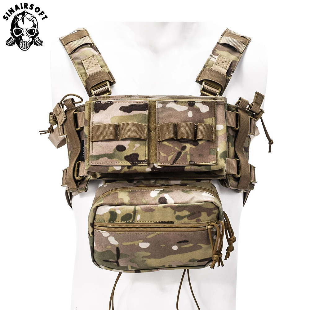Tactical MK3 Modular Chest Rig Micro Fight Chissis Chest Rig Airsoft Hunting Combat Vest with 5.56 MOLLE Magazine Pouch Multicam