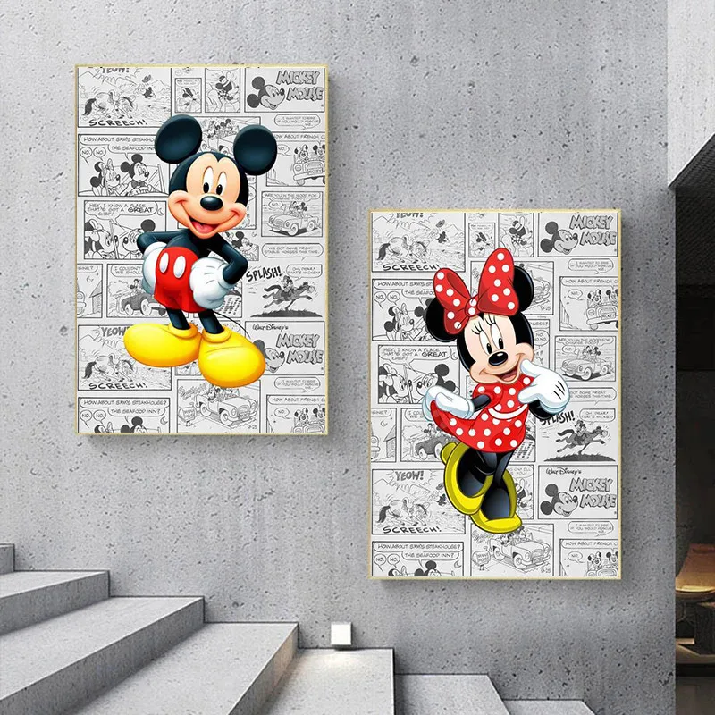 

Disney Mickey Mouse and Donald DuckCanvas Painting Character Comic Anime Posters and Prints Cuadros Wall Art Picture Home Decor