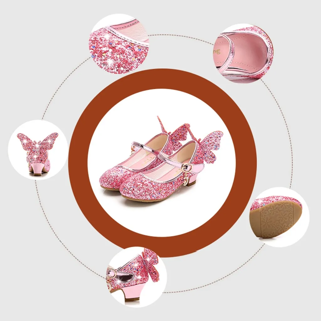 Летние сандалии принцессы на высоком каблуке для девочек детская обувь