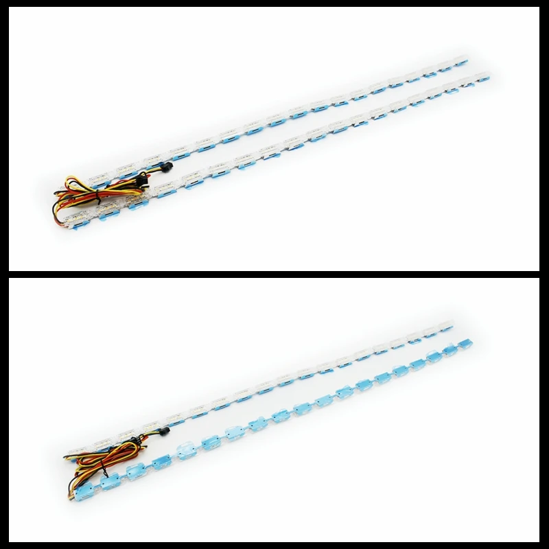 Фото Yituancar 2X 19 чипов 60 см Гибкая светодиодная полоса дневных ходовых огней Crystal Water Eyes Flow Поворотный сигнал автомобиля Дневной противотуманный фонарь Стайлинг №3