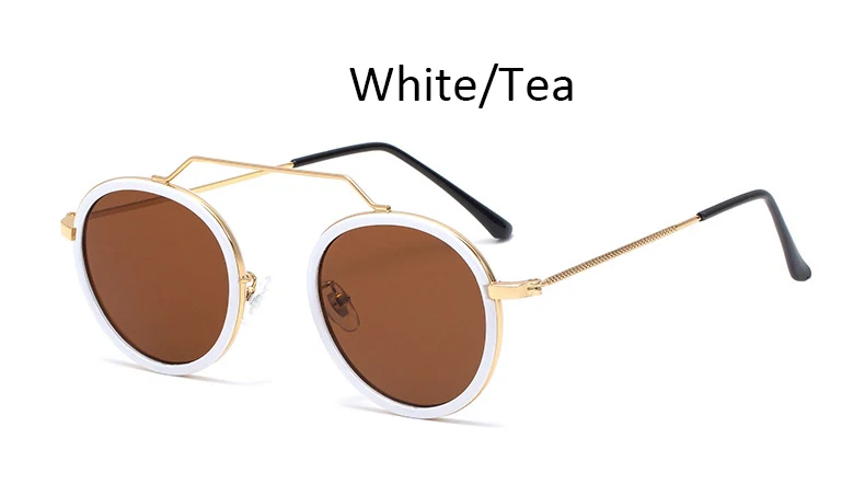 White Tea Новинка, винтажные женские солнцезащитные очки, роскошный бренд, Ретро стиль, круглая металлическая оправа, женские солнцезащитные очки, модные оттенки для женщин, Oculos UV400 - Цвет линз: White Tea