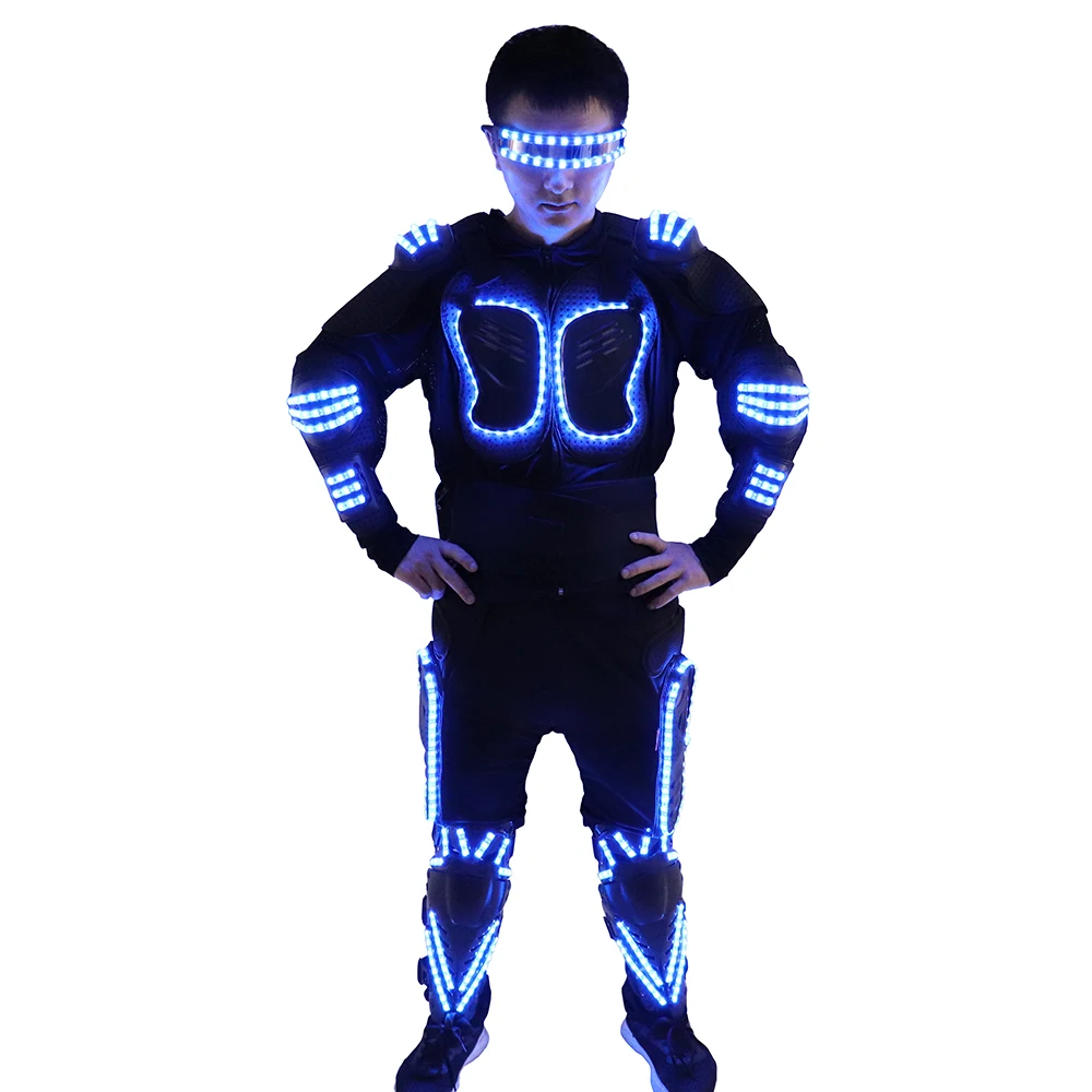Fashion Colorful LED Luminous Armor Clothing Glowing Costumes Christmas Halloween Dancing Performance LED Robot Suit
