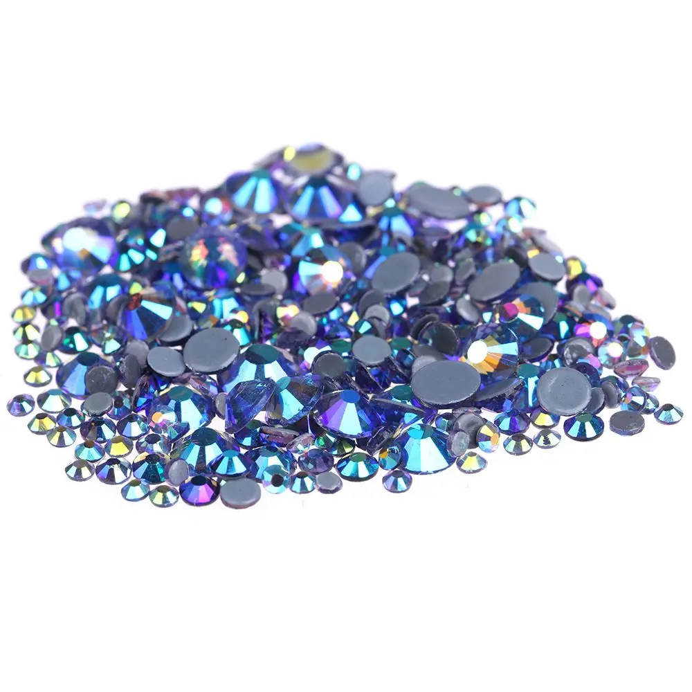 Black Diamond AB Многоцветный AB высокое качество Хрустальное стекло супер яркие горячей фиксации стразы из горного хрусталя Hotfix клейкие Стразы для ткани одежды - Color: Black Diamond AB