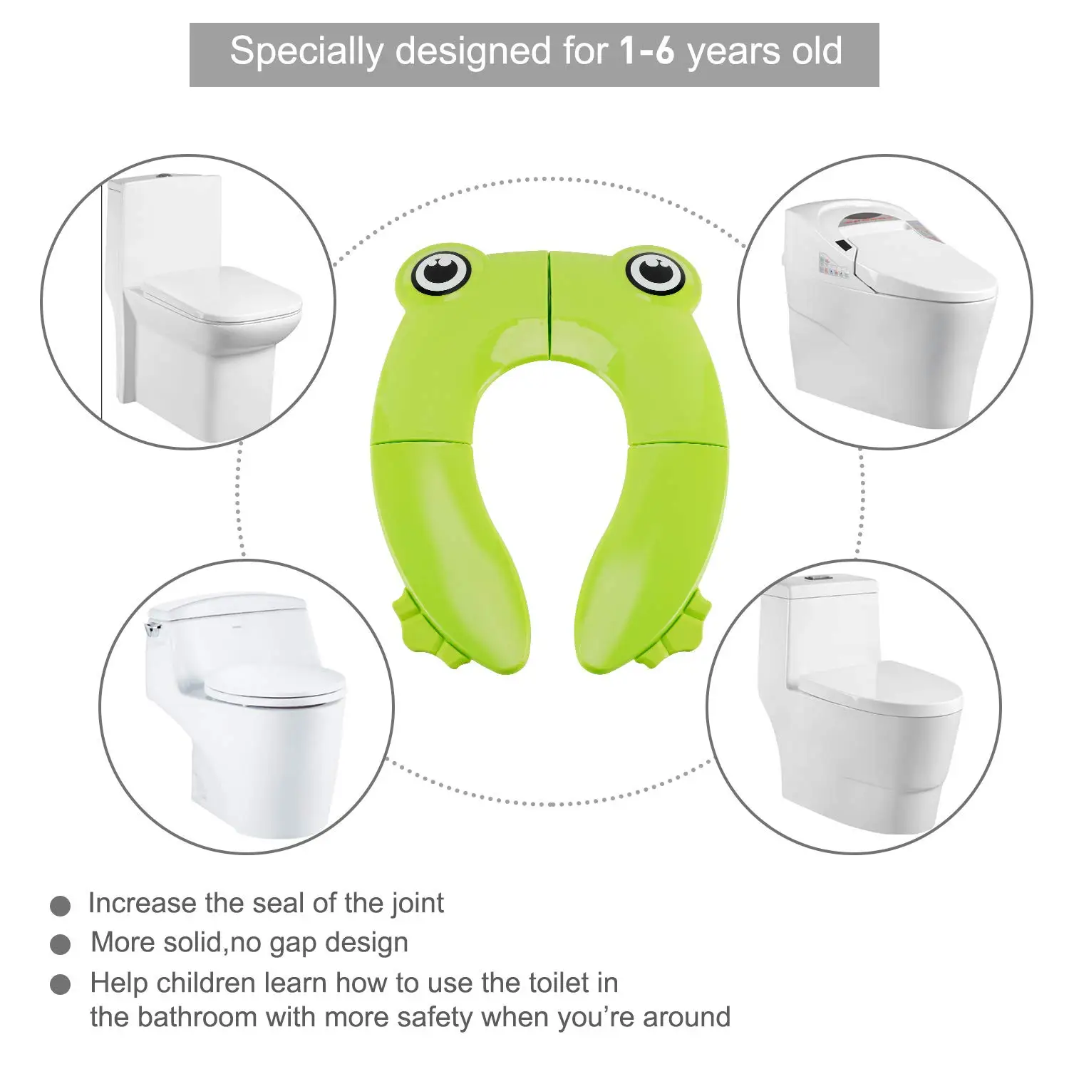 Travel Portable Folding Potty Training Toilet Seat Cover, Non Slip Silicone Pads, Suitable for Kids Baby Boys and Girls