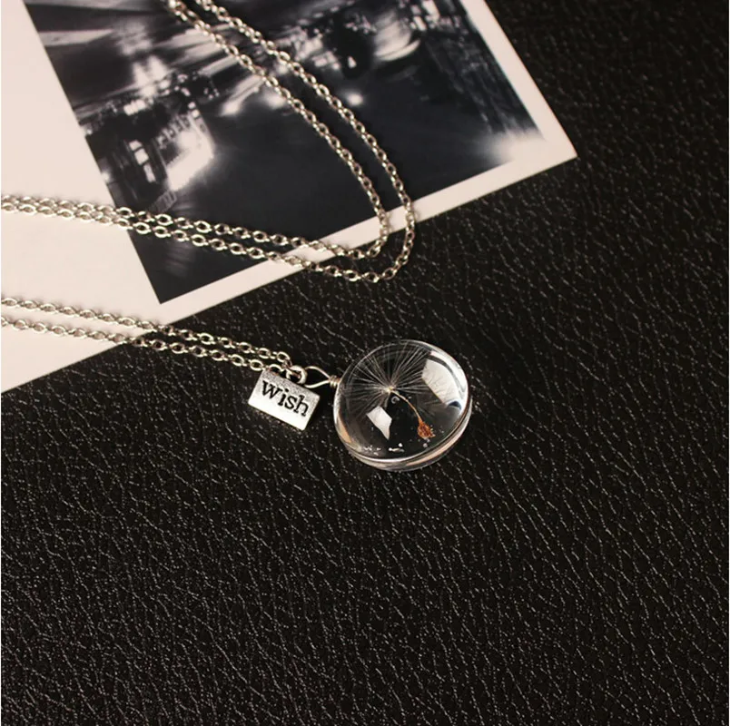 Женское Ожерелье чокер из серебра 2017 пробы с одуванчиками и натуральными