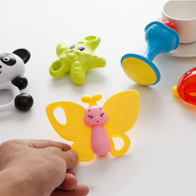 

5Pcs/set Cartoon Animal Baby Rattles Toys Early Educational Toddler Kid Bell Shaking Toy For Children's Grown Gift