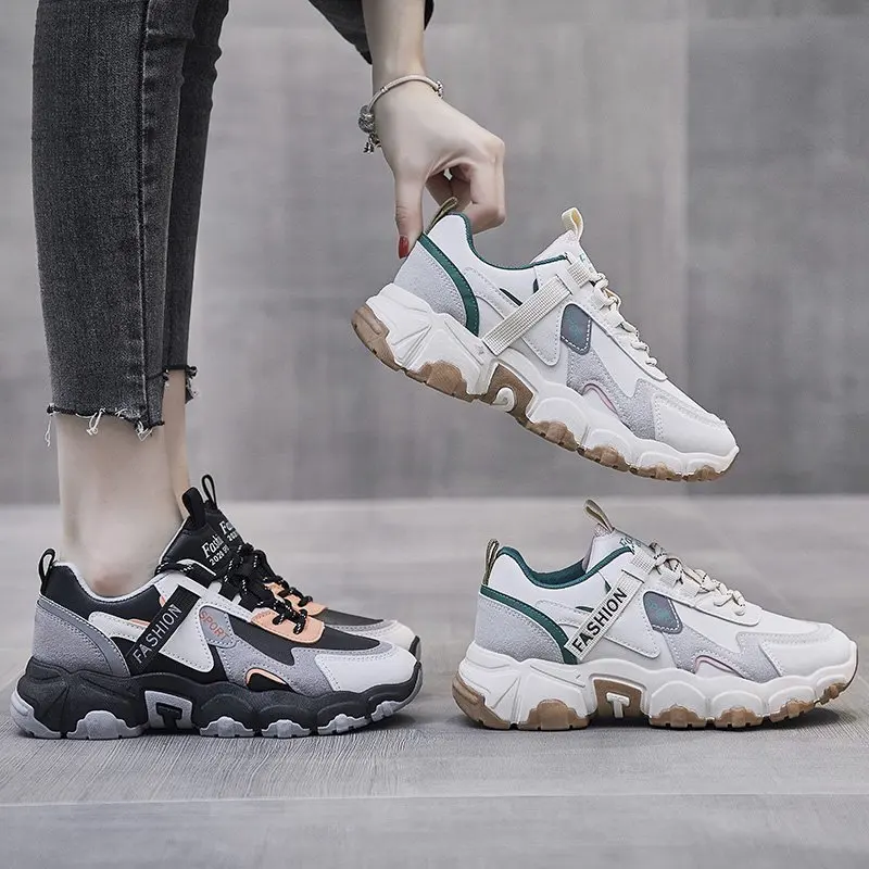 

JINJIN-WW45-Sneakers Women Chunky 2020 Spring Fashion Shoes BLACK BEIGE Women Casual Trainer Shoe 2H85