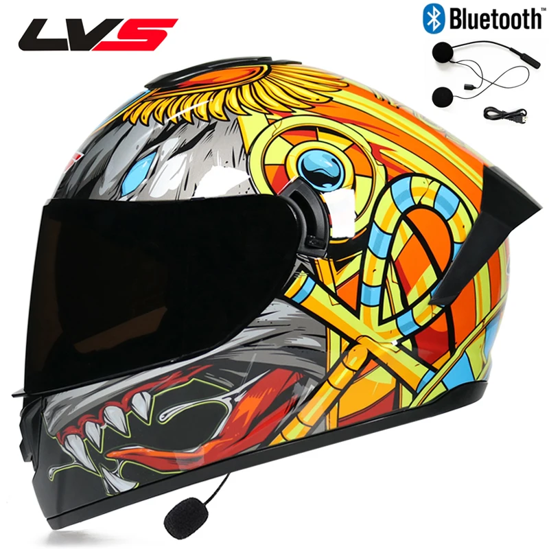 Bluetooth мотоциклетный шлем Полный мотоциклетный шлем с двойными линзами DOT Capacete da motocicleta