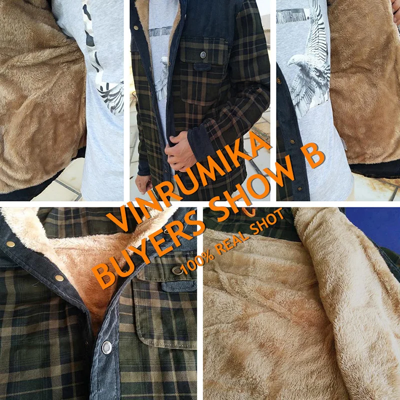 Мужская теплая рубашка в клетку Повседневная из 2020 хлопка с длинным рукавом и