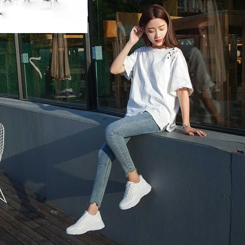 

2021 New Spring Fashion Women Casual Shoes Leather Platform Shoes Women Sneakers Ladies White Trainers
