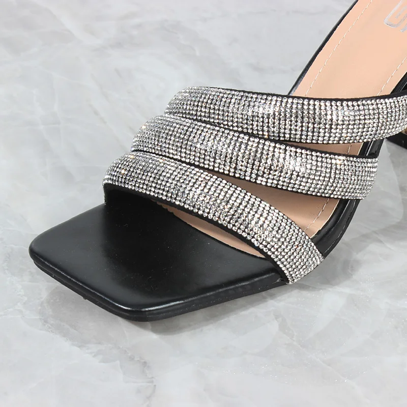 Women's High-heeled Sandals 2022 Summer New Irregular Crystal Open-toed Fashion Outside Sexy Slippers Women Shoes 7.5CM