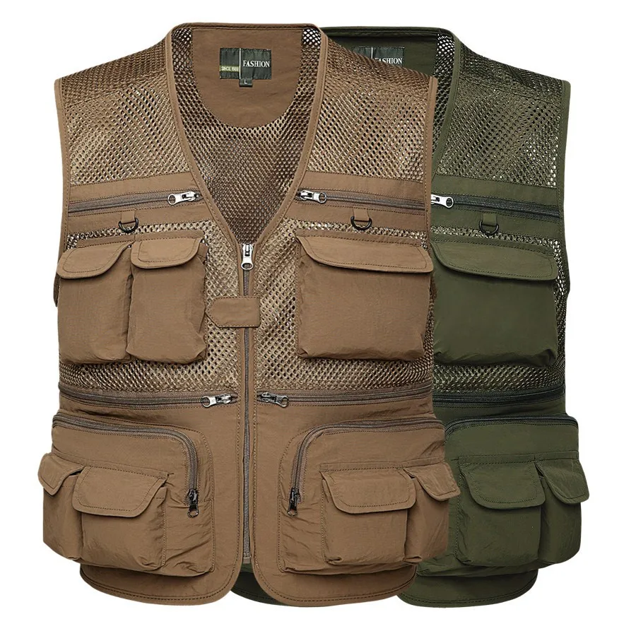 

Men's Outdoor Sports Fishing Vest Photography Fishing Jacket Multi Pocket Zipper Loose Mesh Clothing