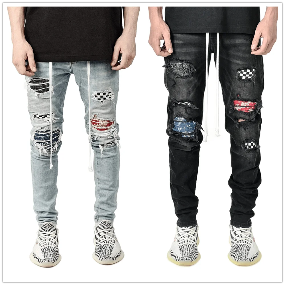 

Hot sale ripped jeans for men fashion denim pencil pants street hipster casual Trousers S-3XL Global Drop shipping