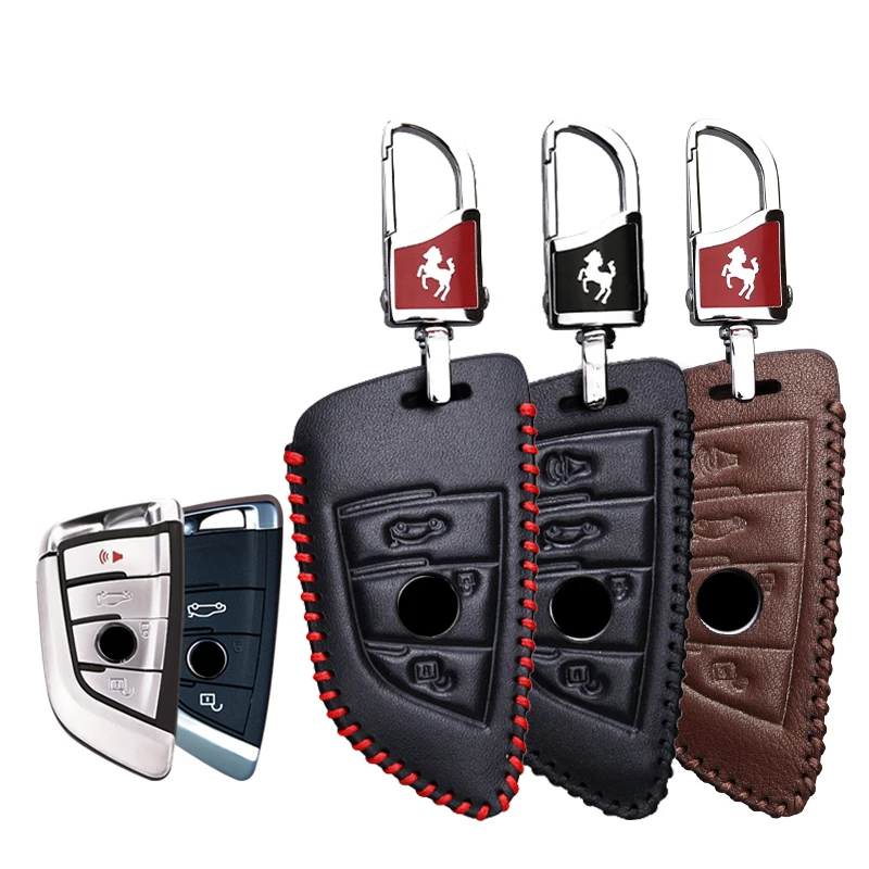 

KUKAKEY кожаный чехол для автомобильного ключа чехол-брелок для BMW 1 2 5 7 серии 218i X1 F48 X4 X5 X6 F15 540 740 защитный смарт-чехол для ключей