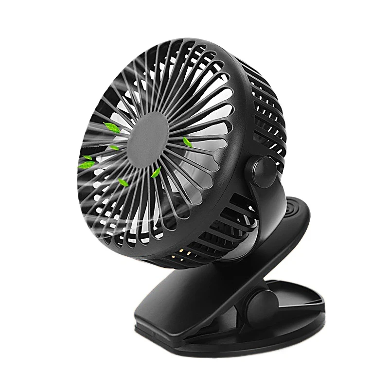 

Mini Mute Clip Fan Rechargeable Silent 4 Blades Baby Stroller Fans Portable Air Cooling 3 Speeds Desk USB Fan with USB Output