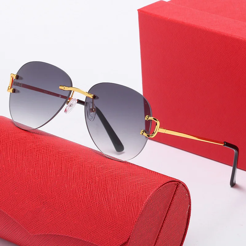 

2021 NEW Metal Sunglasses Rimless Square Big C Sunglasses Luxury Mens Sunglass Carter Sun Glasses Brand Desinger Shade For Men