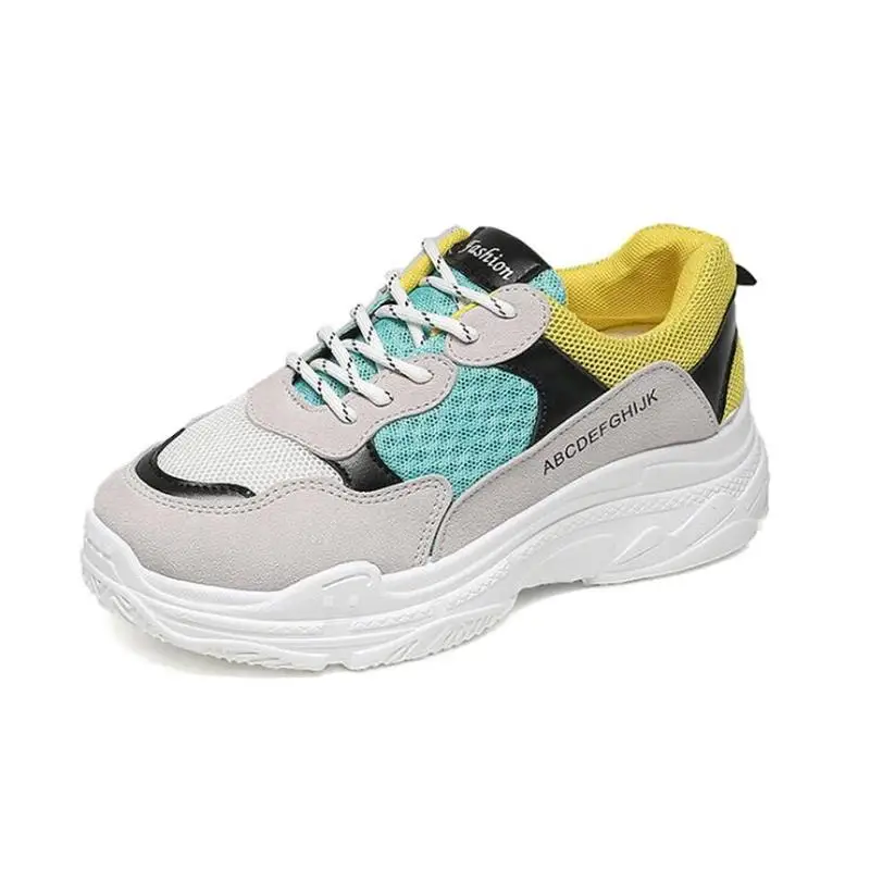 

2020 New Hot Spring Korean Fashion Color Matching Wild Mesh Breathable Wear-resistant Thick Bottom Women's Sports Shoes