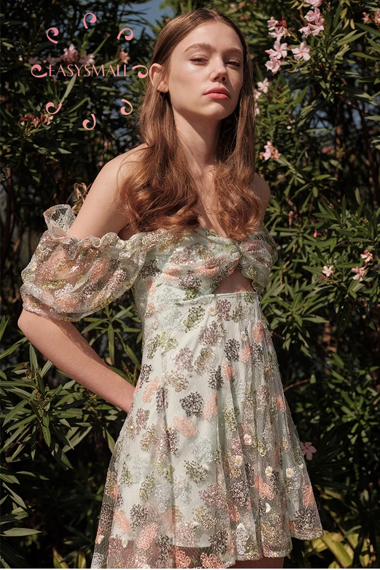 Женское платье EASYSMALL ALICE модное праздничное зеленое в садовом стиле