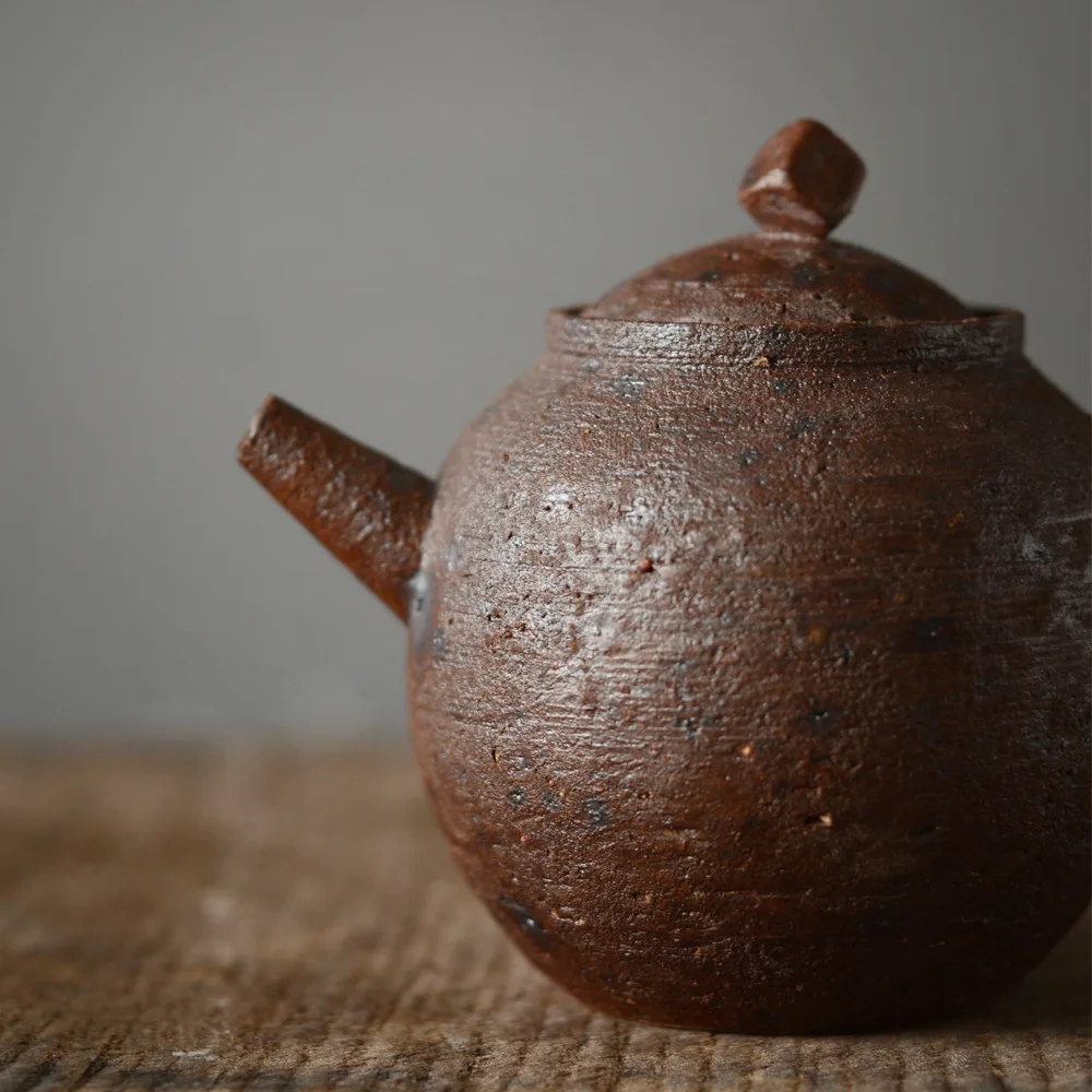 

220ml Wood color pot Chinese Retro Handmade Random Texture Color Glaze High Temperature Firing Ceramic Teacup Porcelain teatop