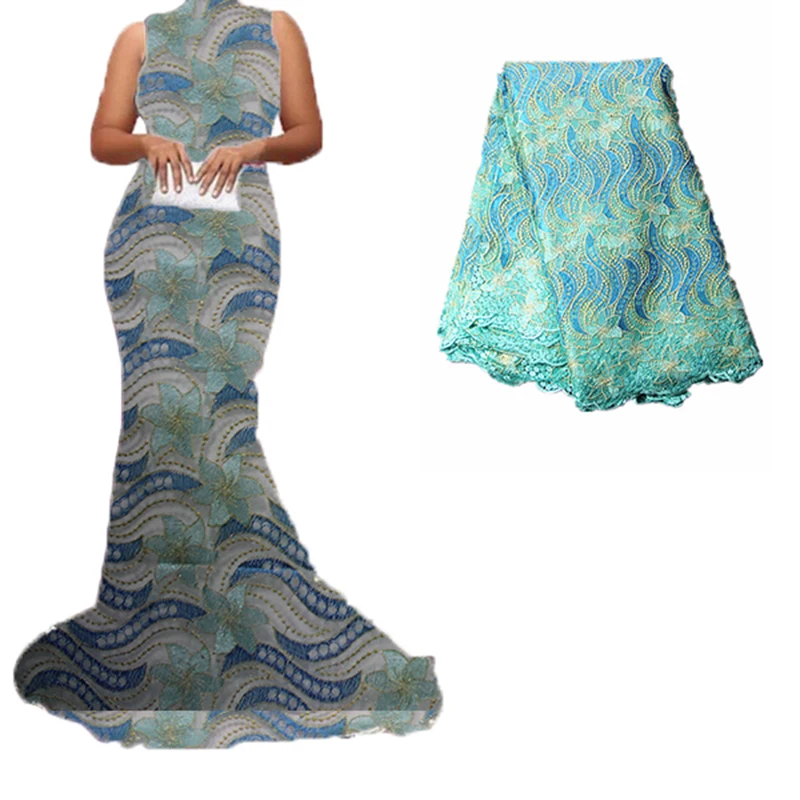 5 ярдов африканская кружевная ткань 2019 Высококачественная вышитая парчовая