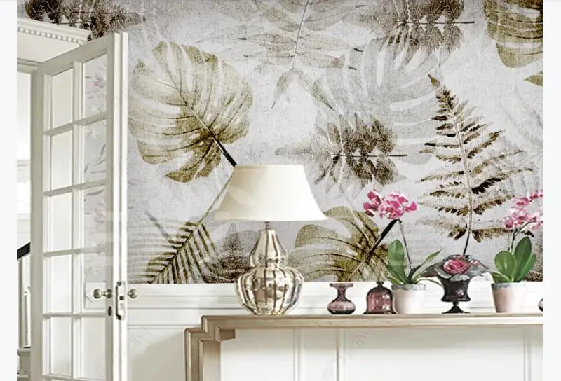 Европейская ручная роспись Настенные обои абстрактные тропические растения