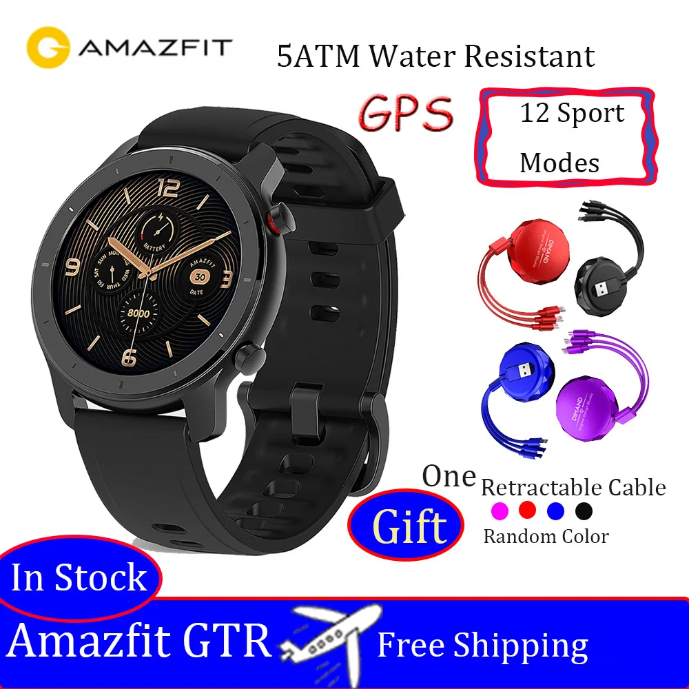 Amazfit GTR 42 мм Смарт часы 5ATM водонепроницаемые спортивные 12 дней батарея gps